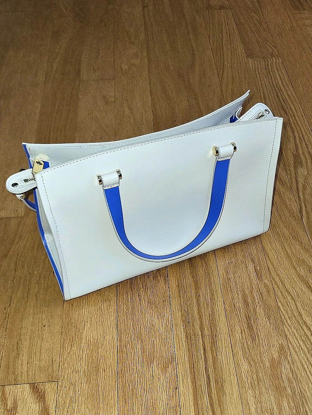 kate spade new york Two-Tone Tote Bag in Bone/cream & Blue Like New